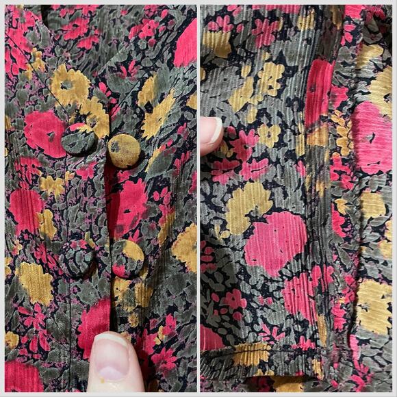 Vintage Red and Gold Floral Skirt Set, 1970s Flower Print Blouse & Skirt Size S - Picture 10 of 11